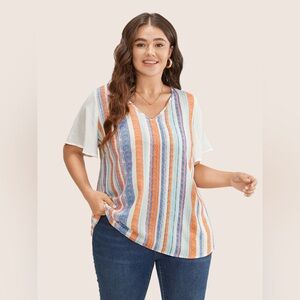BloomChic Multicolor Striped V-Neck Top
